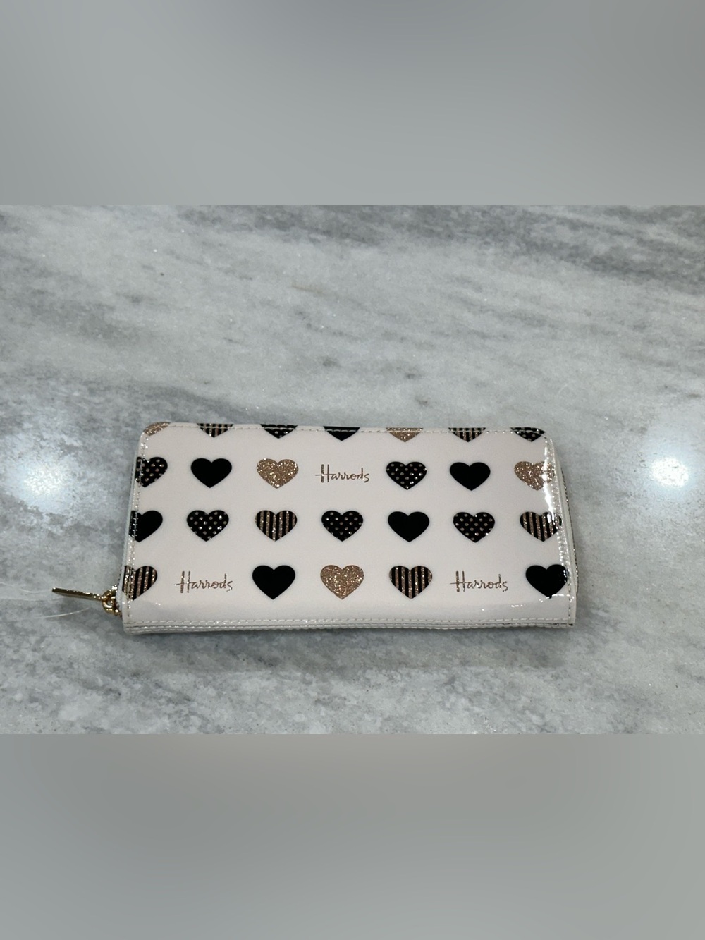 NWT Harrods Glitter Hearts Long Wallet